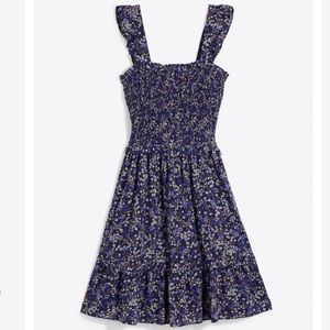 Shania Smocked Dress in Navy Ribbon Flower